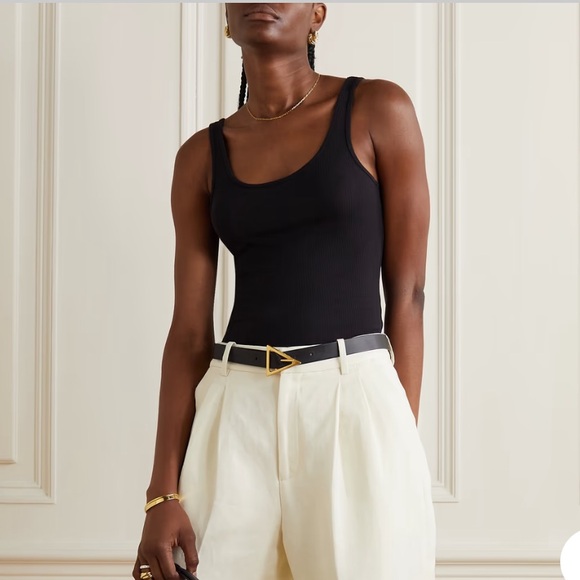 James Perse The Daily Ribbed Stretch-Cotton Tank Top Size 2 (M) Black Basic - Picture 1 of 6